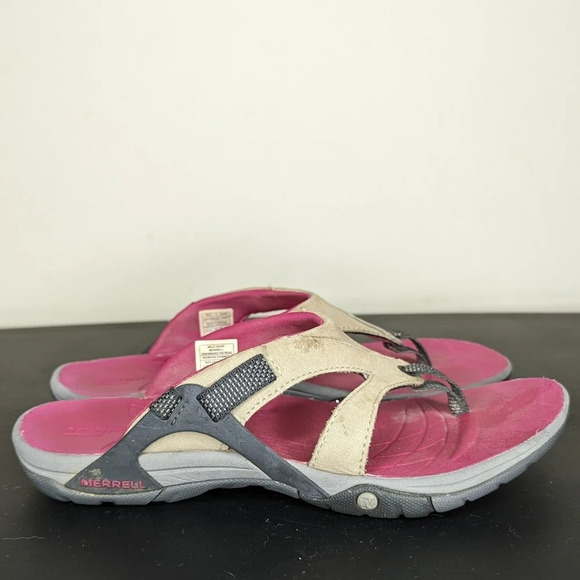 Merrell Women's Azura Air Cushion Flip Flop Sandals Wild Dove Pink Beige - Picture 2 of 8